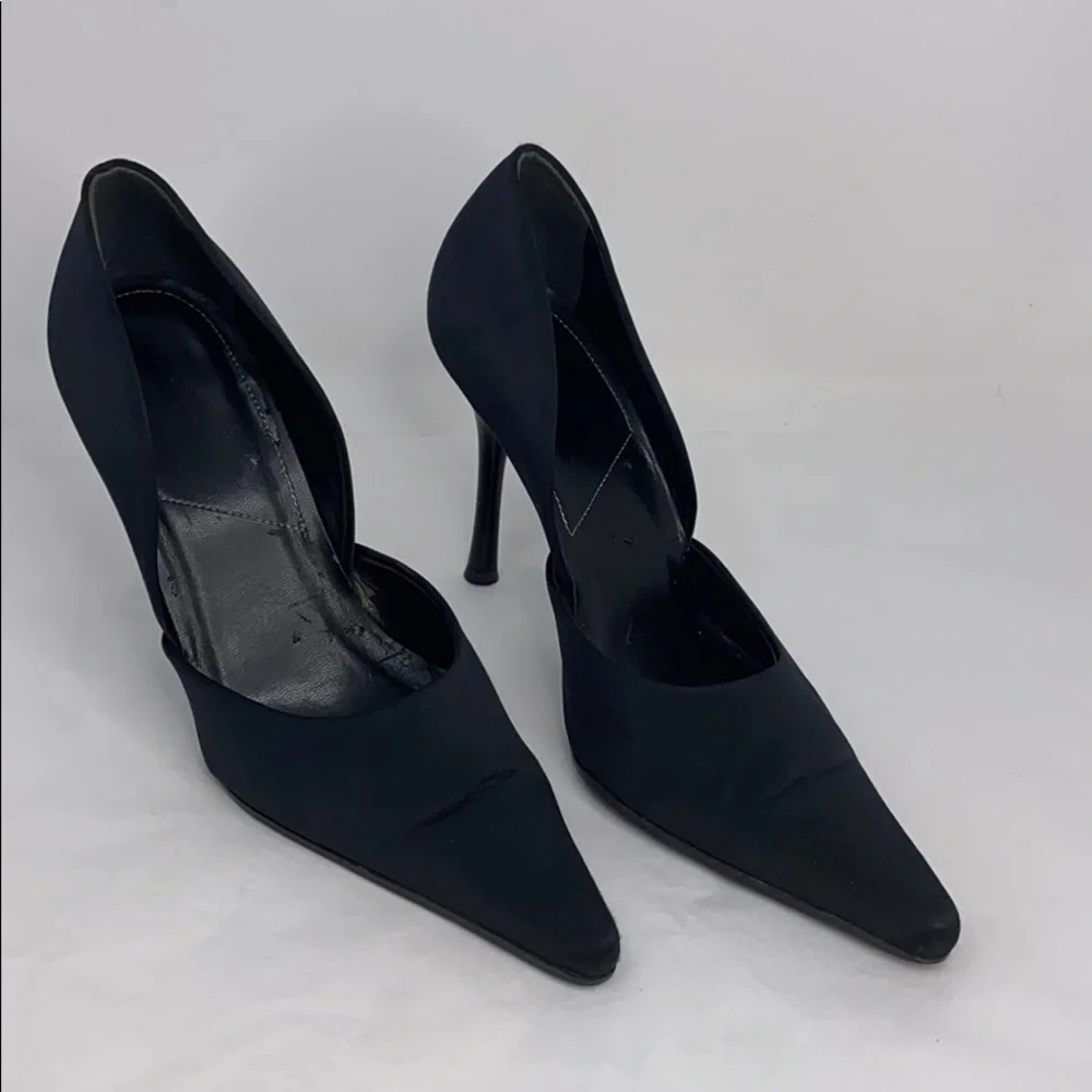 Aldo Sz 39 Black Satin D'orsay Pumps Heels